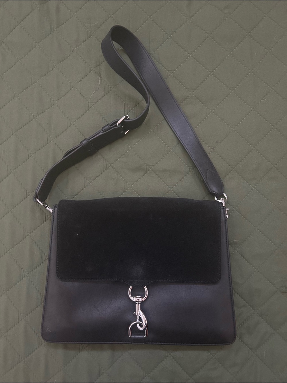 Rebecca Minkoff Black Leather & Suede Shoulder Bag